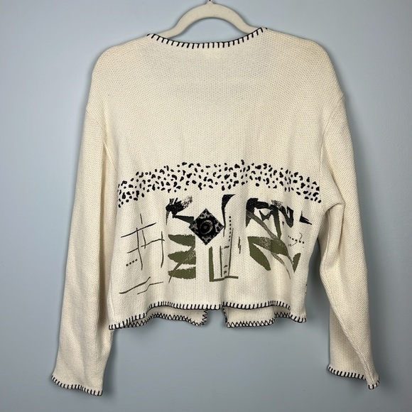 Vintage K.D. Spring small zip up art to wear abstract pattern cardigan - Picture 8 of 9